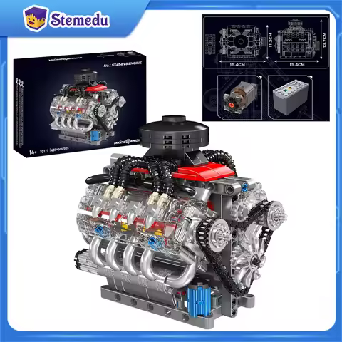 Mould King 10171 LSX454 V8 Engine Motorized Simulation Model Electrically Drive Building Blocks Tech