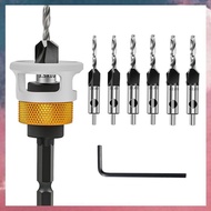 (E B M 7 Pcs Countersink Drill Bit Set Countersink Bits with Low Friction Depth Stop Adjustable Wood