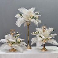 Wedding Props Electroplating Feather Table Flower Hotel Restaurant Dining Table Decoration Flower Ba