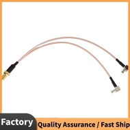 8 inch SMA Female to Y type 2 X TS9 Angle Male Connector Splitter Combiner Cable,gold&silver