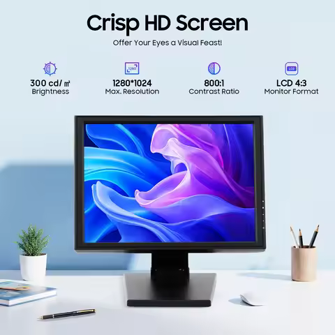 17 Inch Lcd Touchscreen Monitor Desktop Computer 43 Aspect Ratio Fast Response Time High Resolution 