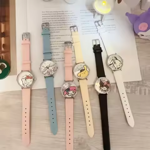 Sanrio Children Watches Hello Kitty Melody Cinnamoroll Watches Kuromi Pochacco Pompompurin Wrist Wat