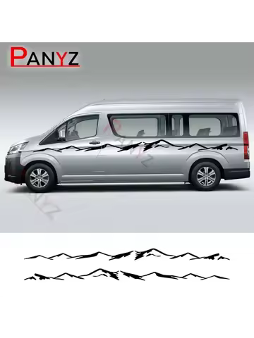2PCS Car Door Side Stickers For Toyota Hiace VAN H200 H300 200 300 Accessories Mountain Graphics Vin