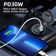 83W Max Phone Charger Socket 45W PD+QC3.0 Fast Charging 22.5W Dual USB+Type C Outlet 3 Port Waterpro