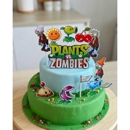 Plants vs Zombies Cake Topper Set - Custom Name & Age - Glossy Photo Paper Cardstock Layered - Birth