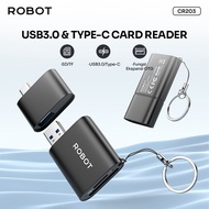 ROBOT CR203 Adapter Card Reader Dual Port 2 in 1 USB C To USB Memory Card Holder Icloud Storage