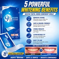 9D White Teeth Whitening Strips Pemutih Gigi 牙齿美白贴 Whitening Strip Remove Stain Coffee Tea Smokers T