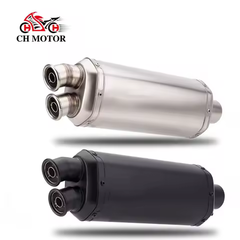 "51mm Universal Motorcycle Exhaust Muffler Dual Escape for BMW R1200gs z900 z1000 fz1 r3 mt07 er6n T