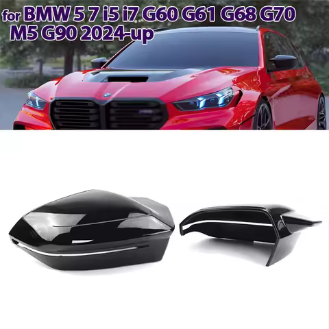 Black M Look Rearview Mirror Cap Wing Side Mirror Cover For BMW 5 7 I5 I7 Series G60 G61 G68 G70 M5 
