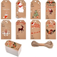 100pcs Merry Christmas DIY Kraft Tags Labels Gift Wrapping Paper Hanging Tag Santa Claus Paper Cards Xmas Party Decor Supplies