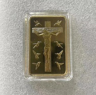 1ชิ้น/ล็อตพระเยซูคริสต์ทองคำแท่ง10บัญญัติ24K ทองคำแท่งเหรียญหุ้มทอง Cx COD