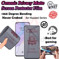 Huawei Pura 80/70/Nova 11i/Y72/Y90/Y70/7 SE/4E/4/3i/P30 Gaming Ceramic Matte Privacy Anti Spy Flim