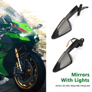 ZX6R Rearview Mirrors Rear View Side Mirror with LED Lights For Kawasaki Ninja 400 650 ZX-6R ZX-10R 