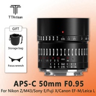 TTartisan เลนส์รูรับแสงขนาดใหญ่ MF APS-C F0.95 50มม. สำหรับกล้องมิลเลอร์เลส EOS-M กล้อง Sony E Fuji 