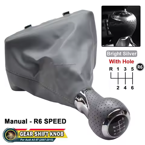 6 Speed Car Manual Gear Shift Knob PU Leather Boot Cover Gaiter Lever Shifter For Audi A4 S4 B8 8K/ 