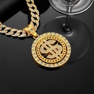 Hip Hop Dollar Pendant Personality Alloy Cuba necklace can rotate dollar necklace