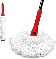 Self Wringing Mop with 2 Washable Heads, JEHONN Wet Mop for Floor Cleaning Heavy Duty, 51 Inch Long Handle Twist Mop for Hardwood Vinyl Tile Marble Laminate Home Office Kitchen (Red)