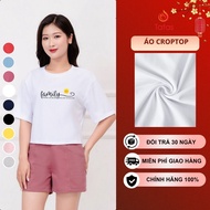 Women's crop top made of high quality 4-way stretch cotton with the word Family printed | Fam Fashio