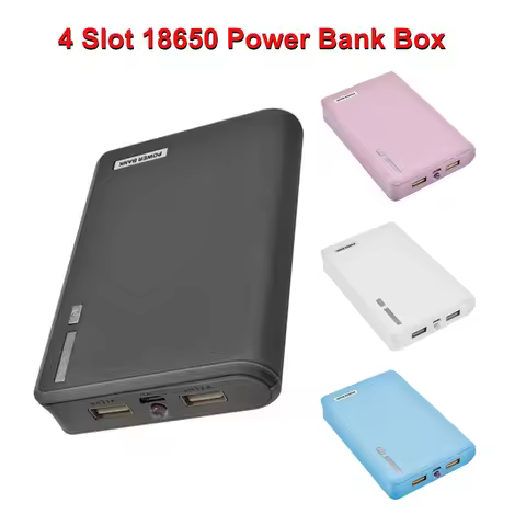 USB 4*18650 Power Bank Battery Box for Mobile Phone Charger DIY Shell 18650 Battery Storage Case Hol