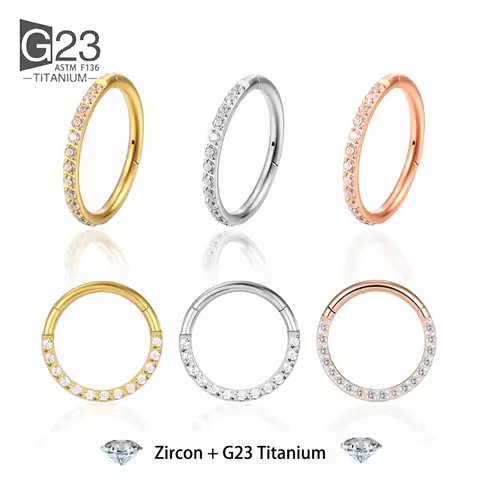1/10Pcs G23 Titanium 14G/16G/18G Nose Rings Hinged Segment Ear Cartilage Tragus Earring Hoops Septum
