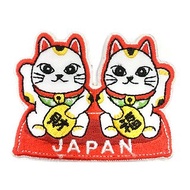 日本Q版-招財貓 皮夾 皮包 手機 刺繡貼布 電繡貼 背膠補丁 外套