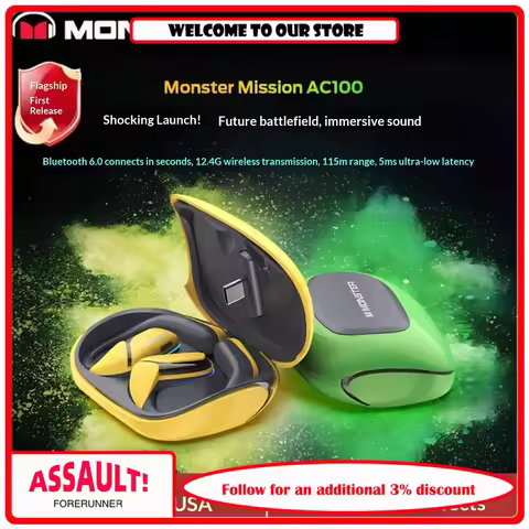 Monster AC100 Ear Hanging Bluetooth Gaming Earphones 2.4G Wireless King's Chicken Dinner