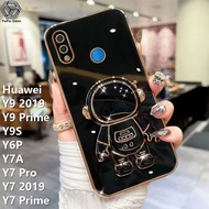 YuPin เคสโทรศัพท์ลายนักบินอวกาศสำหรับ Huawei Y9 2019 / Y9 Prime / Y9S / Y6P / Y7A / Y7 Pro / Y7 2019 / Y7 Prime เคส TPU ซิลิโคนนิ่มเคลือบโครเมียมชุบโครเมียมเคสตุ๊กตาน่ารักตัวยึดด้านหลังโทรศัพท์