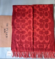Coach Dark Red Wool Scarf / Muffler  棗紅色羊毛圍巾 / 頸巾