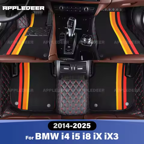 For BMW i4 i5 i8 iX iX3 2014-2025 Double Layer Car Floor Mats Custom Auto Carpet Cover Interior Acce