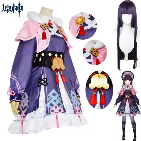 Genshin Impact Yunjin Cosplay Costume Women's Outfit Dress with Wig Halloween Gaming Character Party