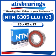 NTN 6305 LLU ( 20 x 62 x 17 ) 100% AUTHENTIC Double Sealed Deep Groove Ball Bearings