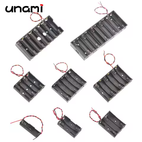 AA Battery Case Battery Box Black 1/2/3/4/5/6/8/10 Slot AA Size Power Battery Holder with Wire