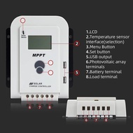 โซล่าชาร์จเจอร์ MPPT คอนโทรลเลอร์ ชาร์จพลังงานแสงอาทิตย์ Solar Charger 20A 12v24v PV100V ประกันศูนย์