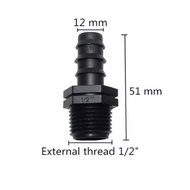 1/2” Connector to PE Hose 12mm Fertigation Garden Hose Barb Fittings 1/2 inch Male Thread Barbed Ada