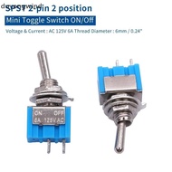 (duyongwind) 10pcs DPDT Mini Toggle Switch 2pin 2 Position ON/Off Miniature Toggle Switch 6A 125V To