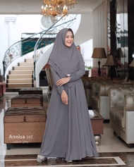 Maira Syari Gamis Plus Hijab Terbaru 2024 Set Syari Jumbo wanita mewah baju pengajian plus kerudung