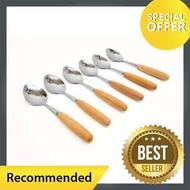 BEST SELLER [LOCAL READY STOCKS] Stainless Steel Spoon with Plastic Handle 6 pcs Sudu Besi Dengan Pe