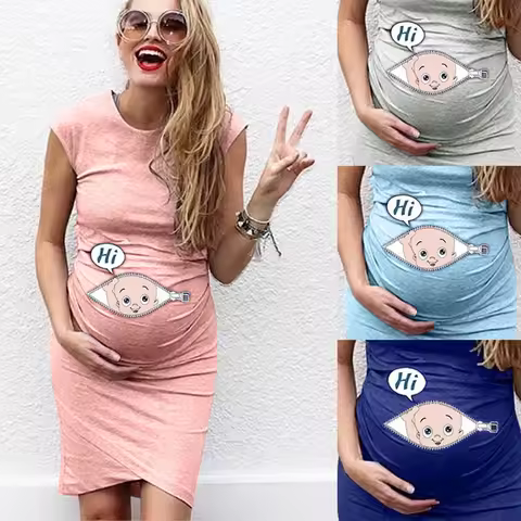 Cute Maternity Dress Loose Casual Dress Women Maternity Clothes Plus Size Pregnant Woman Maternity D
