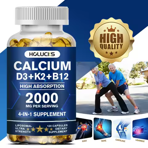 Calcium Supplements, with Vitamin D3 K2, Strong Bone Teeth Joints, Support Heart & Brain Health, for