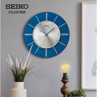 Seiko Clock QXA800L Blue Analog Aluminium Dial Silent Movement Quartz Wall Clock QXA800