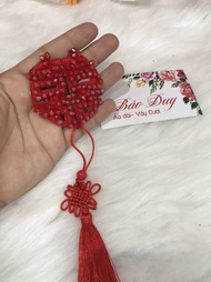 Miếng thêu chữ hỷ kết cườm pha lê lấp lánh phụ kiện trang trí áo dài siêu xinh