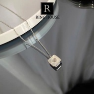 (Titan) N125 Dây chuyền vòng cổ nữ titan không đen mặt vuông trái tim bạc khảm xà cừ sáng đẹp Ring H