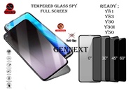 Tempered Glass Privacy Anti Spy Full Glue Vivo y30 Y30i y50 y81 y83 i