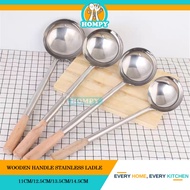 Stainless Steel Long Ladle Large Serving Ladle Chef Ladle With Wooden Handle Sudip Senduk Panjang