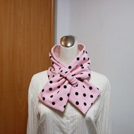 粉紅點點可調式短圍巾.scarf 保暖圍脖 雙面雙色 大人.小孩均適用
