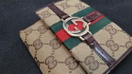 GUCCI 駝色翻蓋錢包OPHIDIA GG FRENCH FLAP WALLET - BROWN