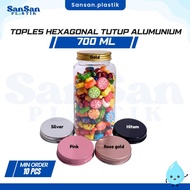 700 Plastic Jar Aluminum Lid Hexagon Jar Aluminum Lid