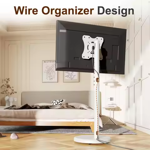 Modern Design TV Stand,Rolling TV Cart for 10-46 Inch OLED LED Monitors,TV Floor Stand Holds up to 8