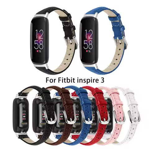 Leather Strap for Fitbit inspire 3 Smart Bracelet band Bamboo Pattern Women Men belt for fitbit insp