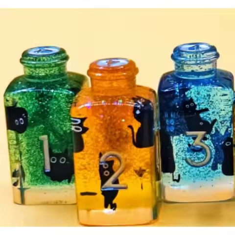 Resin Cat DND Dice Potion Bottle DND TRPG Polyhedral Role Playing Game Set Leisure Time Entertainmen